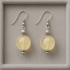 Premier Designs LEMON CHIFFON Earrings Silvertone French Hooks NWT #489